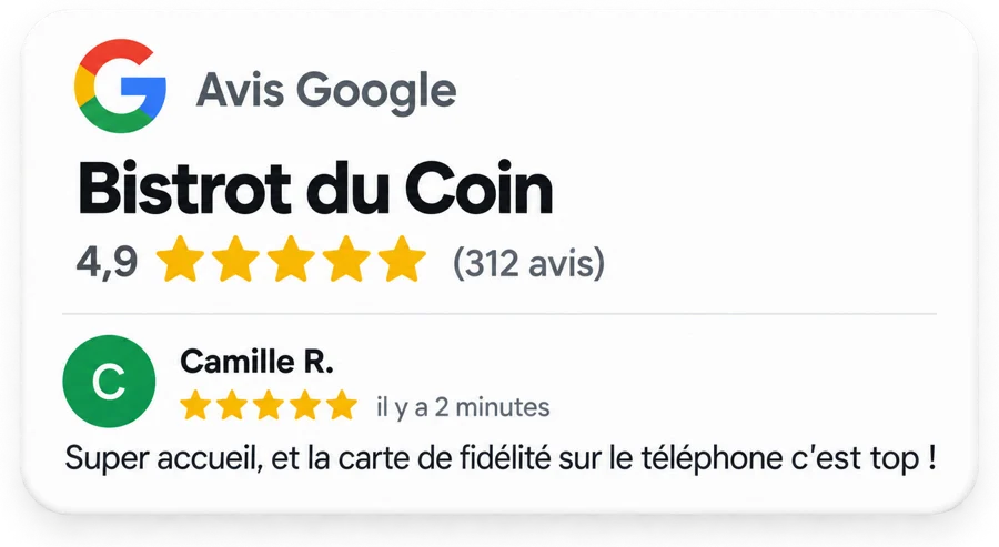Exemple d'avis Google laissé après une visite