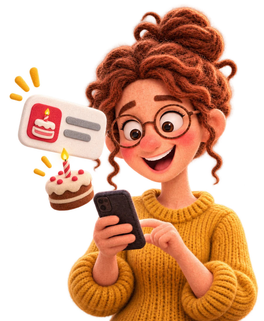 Une cliente reçoit une notification d’anniversaire du restaurant
