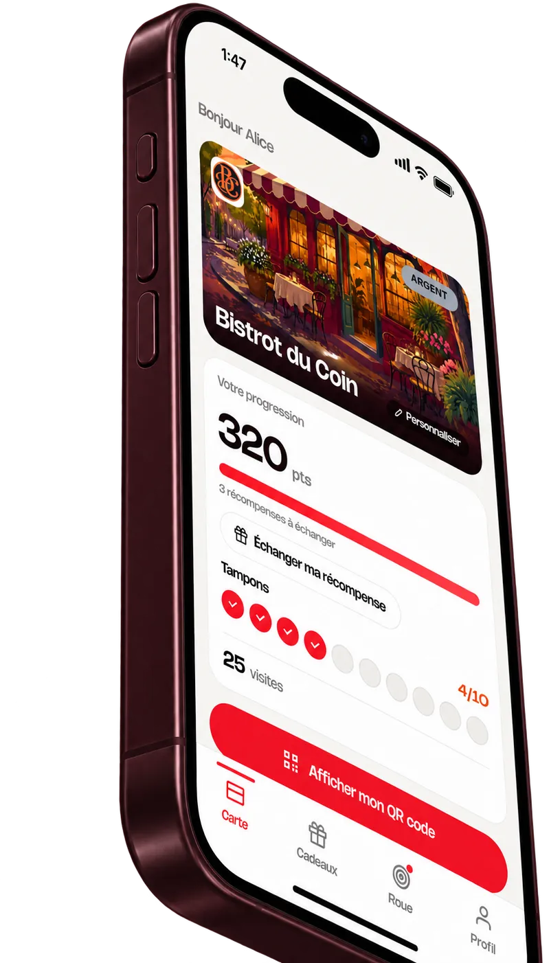 La carte Fidelity du Bistrot du Coin sur iPhone